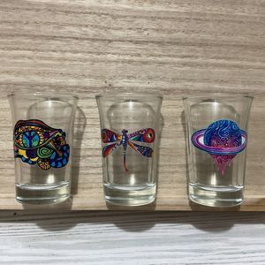 Shooter Shot Glass Hand Decorated Psychedelic One Of A Kind Dessert Cups